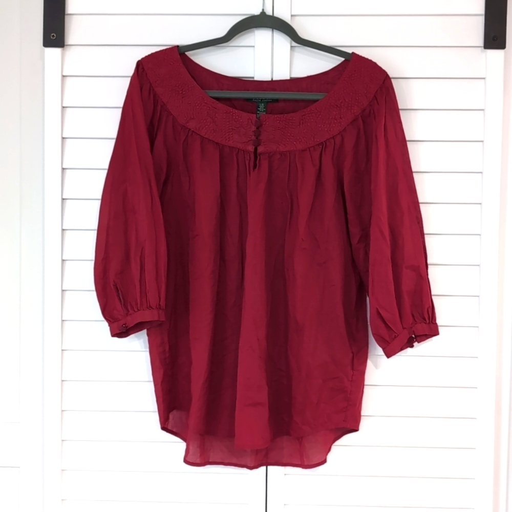 Lauren by Ralph Lauren Size Large Burgundy Blouse